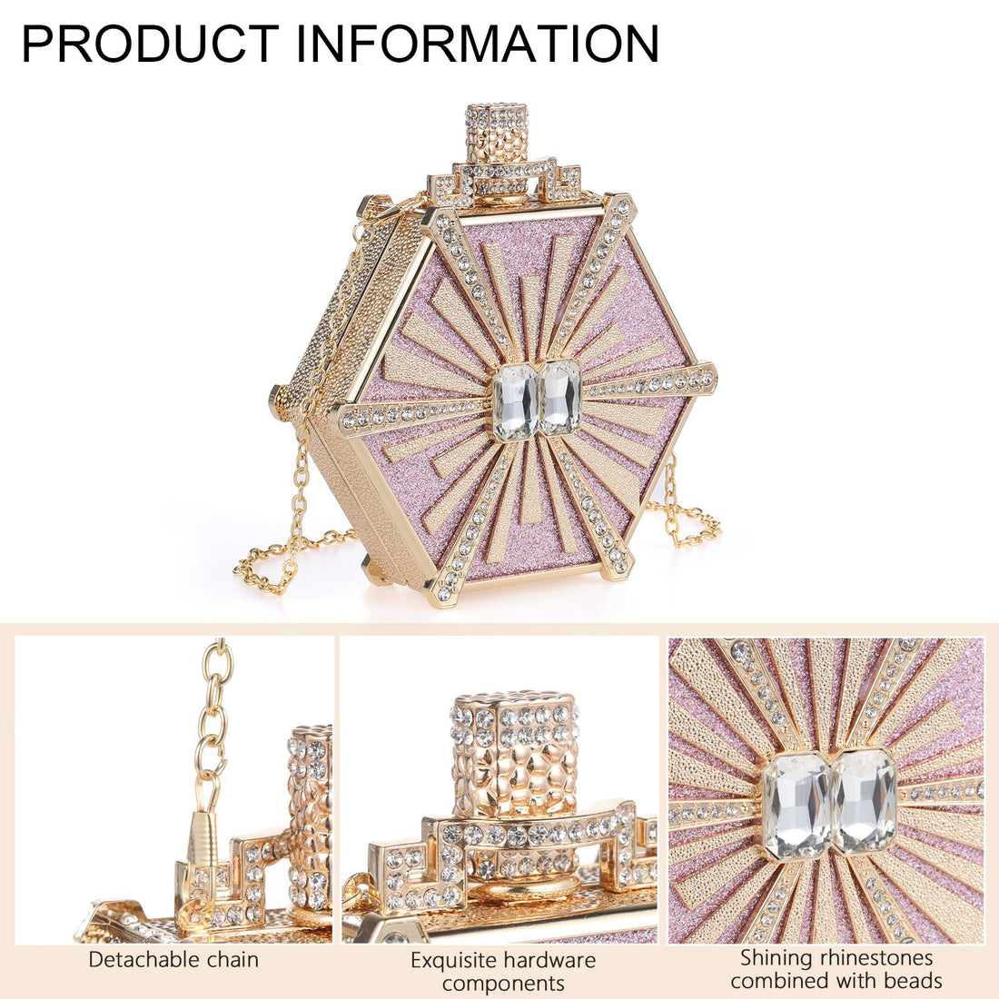 VAELON Luxury Rhinestone Perfume Bottle Handbag – Sparkly Evening Clutch & Shoulder Bag