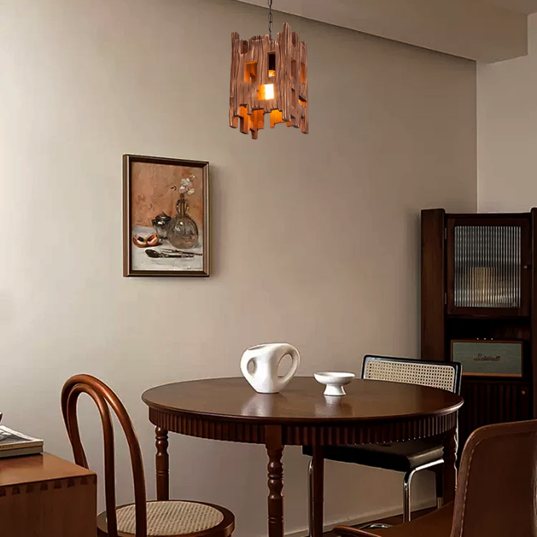 Pendant Light - Rectangular Wood for Dining Room, Bedroom