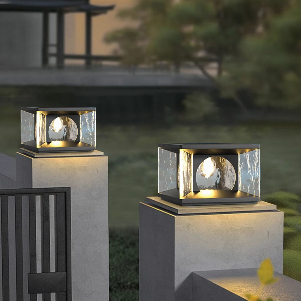 Art Deco Black Outdoor Pillar Lights