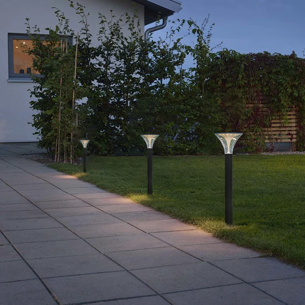 Modern Cylindrical Pathway Light – Black Metal