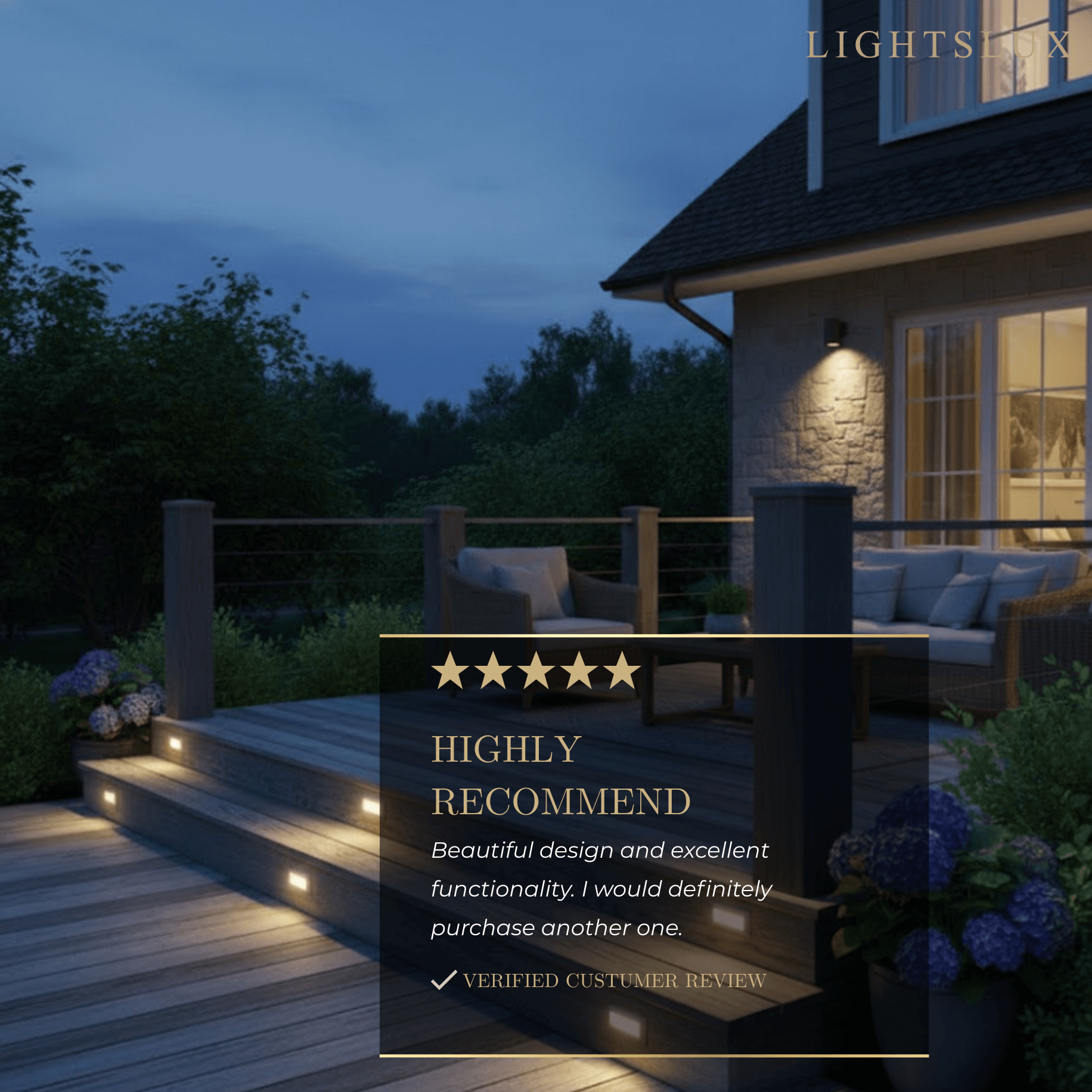 Arcato Minimalist Black LED Deck Step Light – Wall Light with Sensor for Stairs/Garden