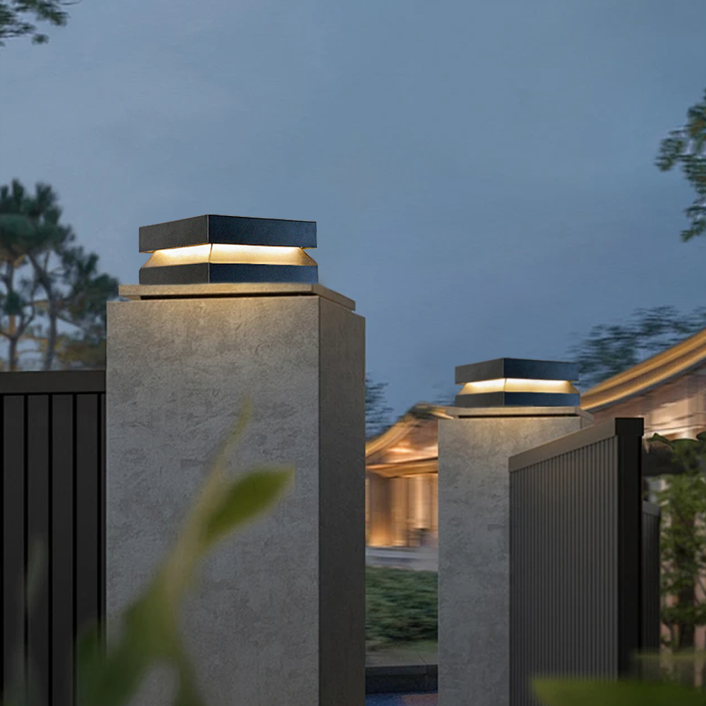 Modern Concave Solar Outdoor Pillar Lights