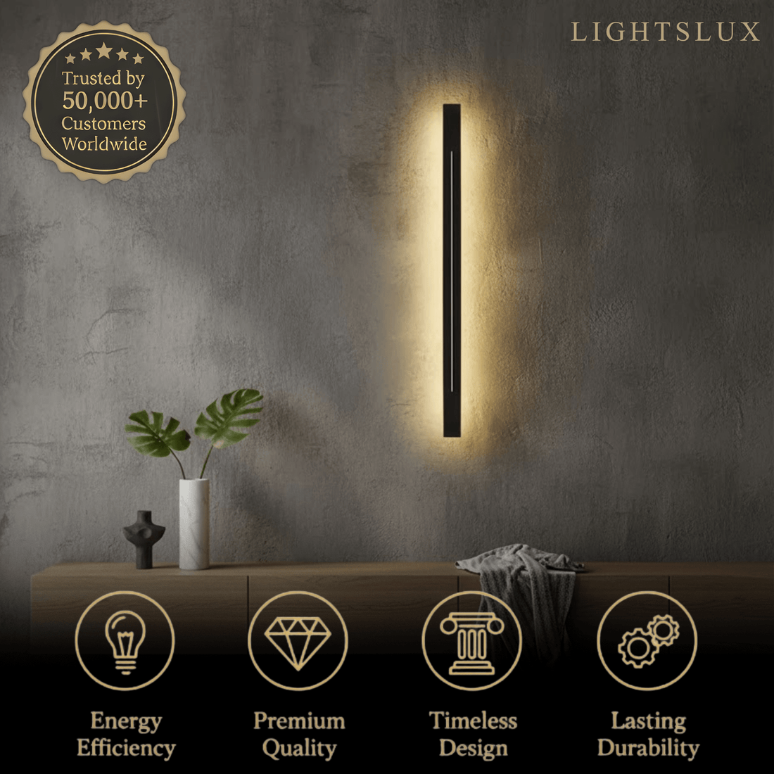 Arcato Minimalist LED Wall Lamp – Black/Gold for Bedroom