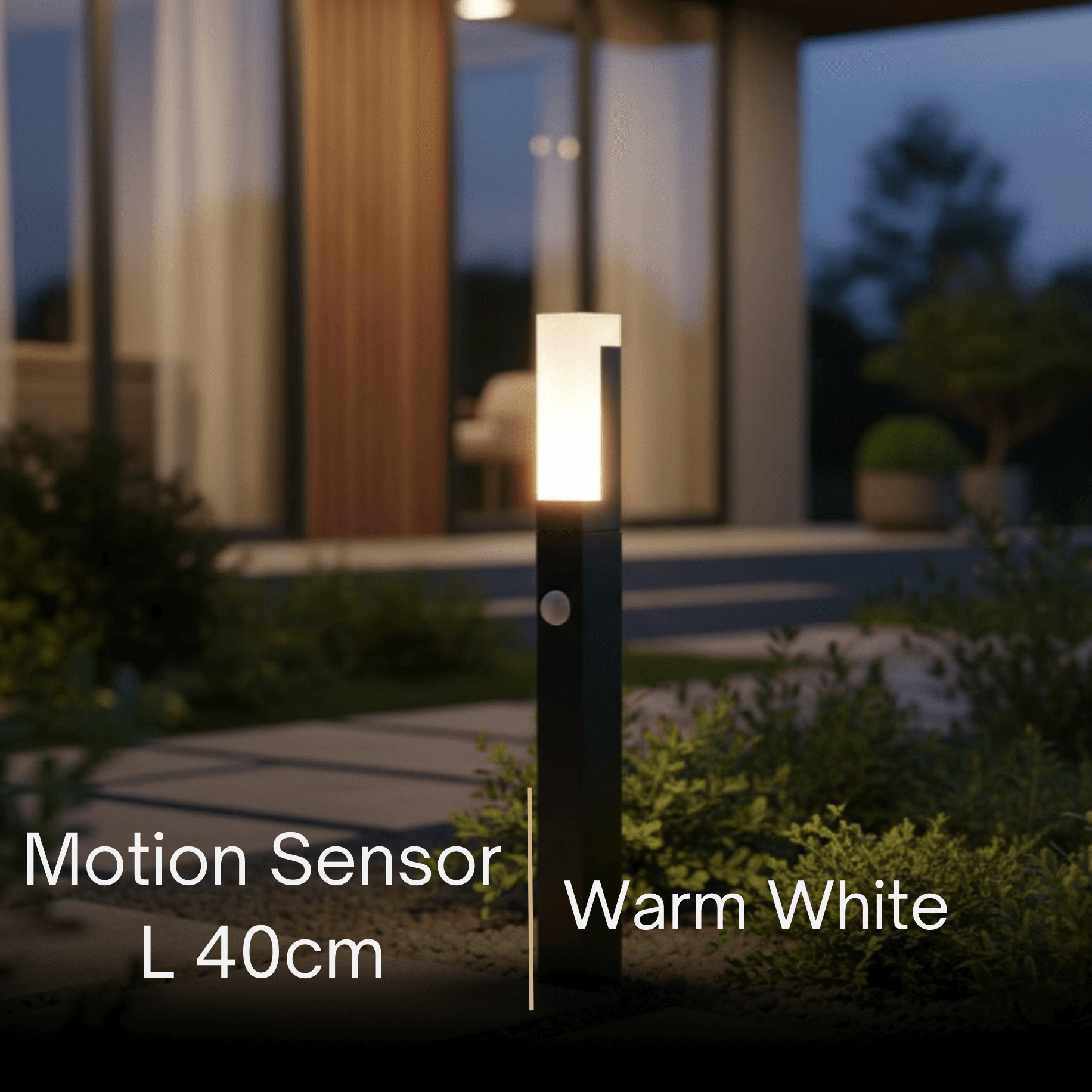 Arcato Modern Black LED Path Light – Outdoor Metal Sensor Lamp for Garden/Terrace