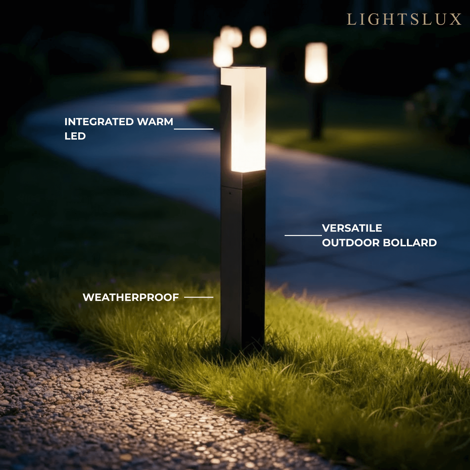 Arcato Modern Black LED Path Light – Outdoor Metal Sensor Lamp for Garden/Terrace