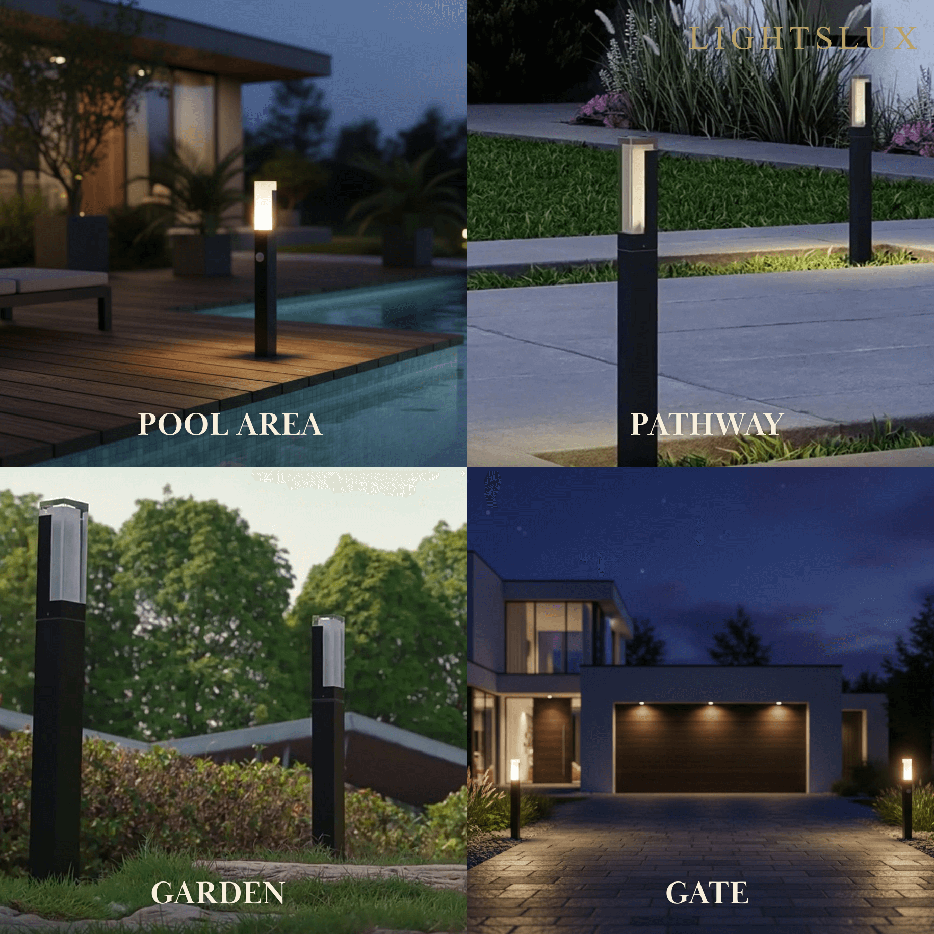 Arcato Modern Black LED Path Light – Outdoor Metal Sensor Lamp for Garden/Terrace