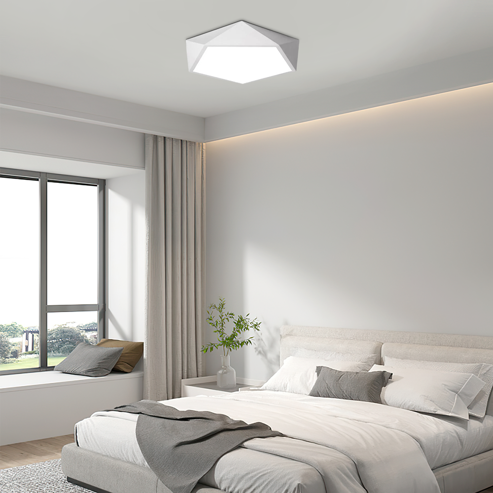 Classical White Polygonal Ceiling Light – Metal Fixture