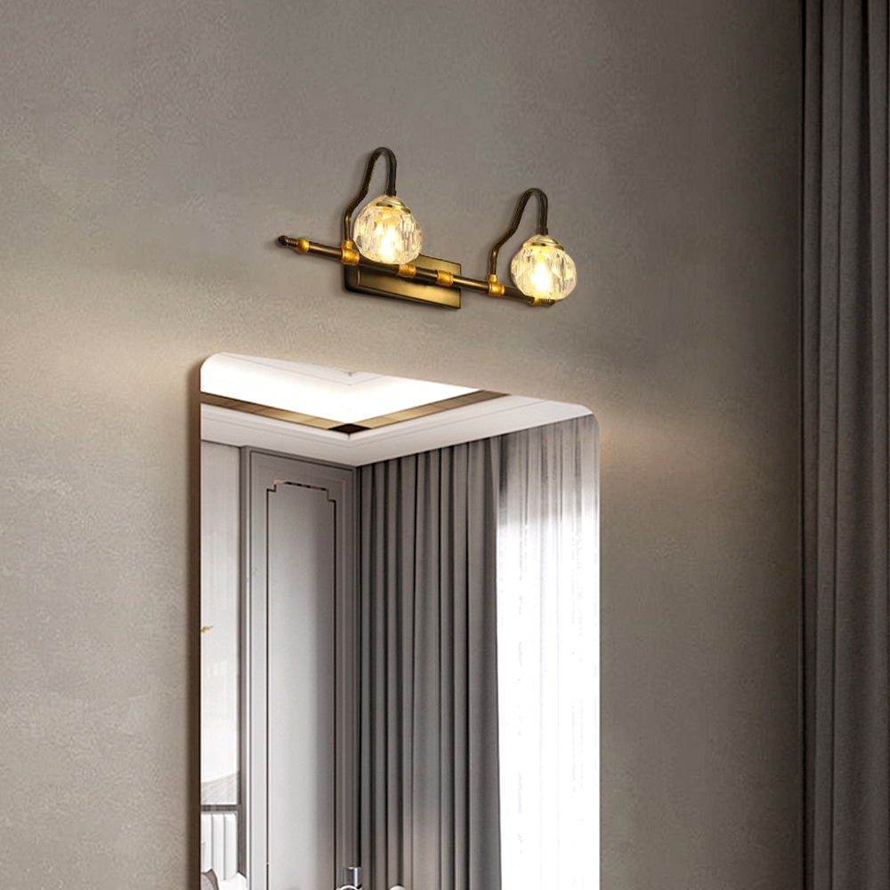 Crystal Globe LED Vanity Light — Black Metal 4 Sizes Bathroom