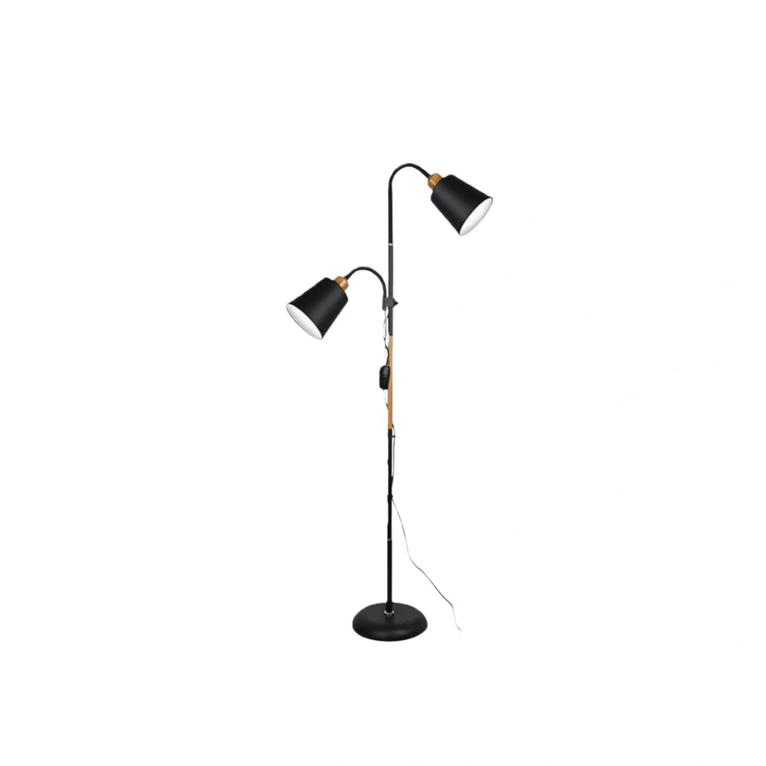 Floor Lamp — Black/White Metal with Adjustable Living Room
