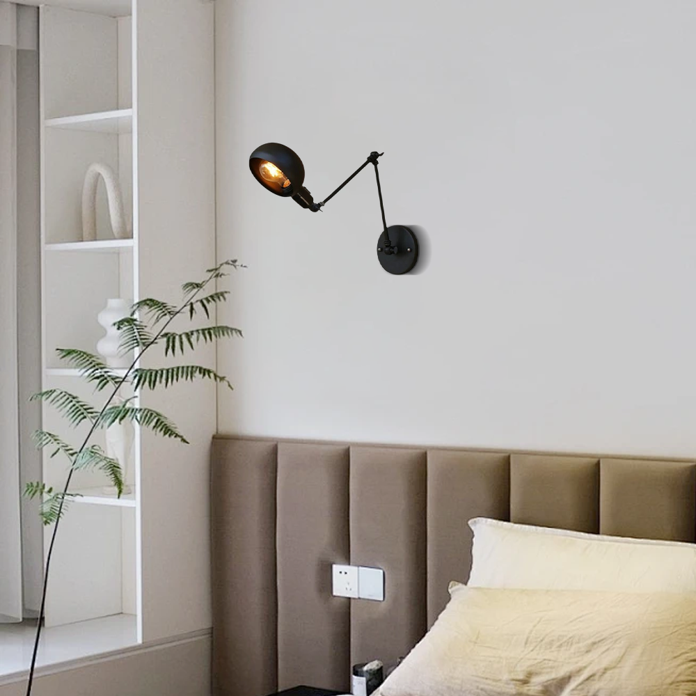 Wall Lamp - Black Metal Dome (2 Sizes) for Bedroom