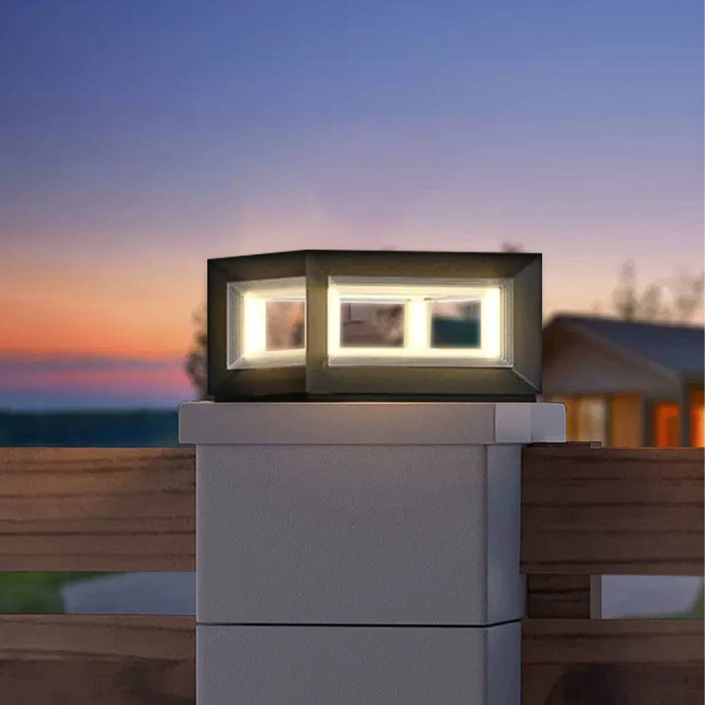 Modern LED Outdoor Pillar Lights - Black