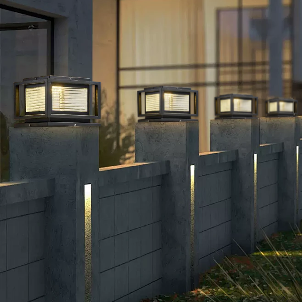 Modern LED Outdoor Pillar Lights - Black
