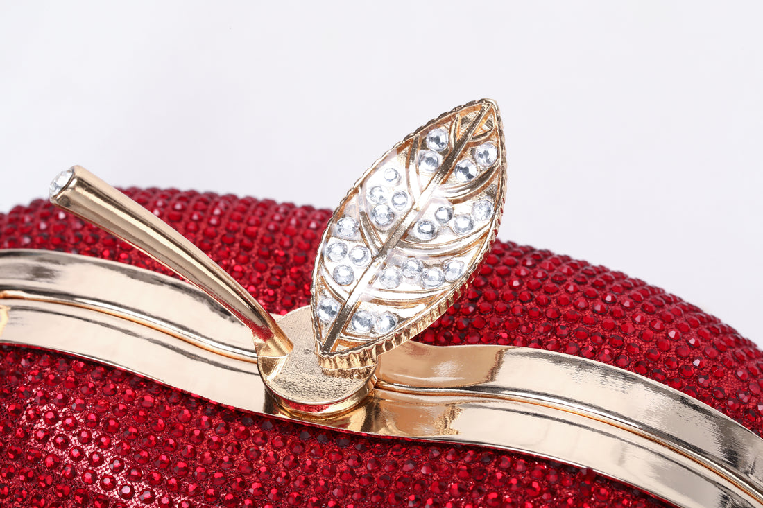 Apple-Shaped Rhinestone Evening Clutch Mini Small Bag for Lipstick & Powder Compact Ideal for Dinners Dances Christmas Accessories Purse Handbags Elegant Rhinestone Evening Clutch