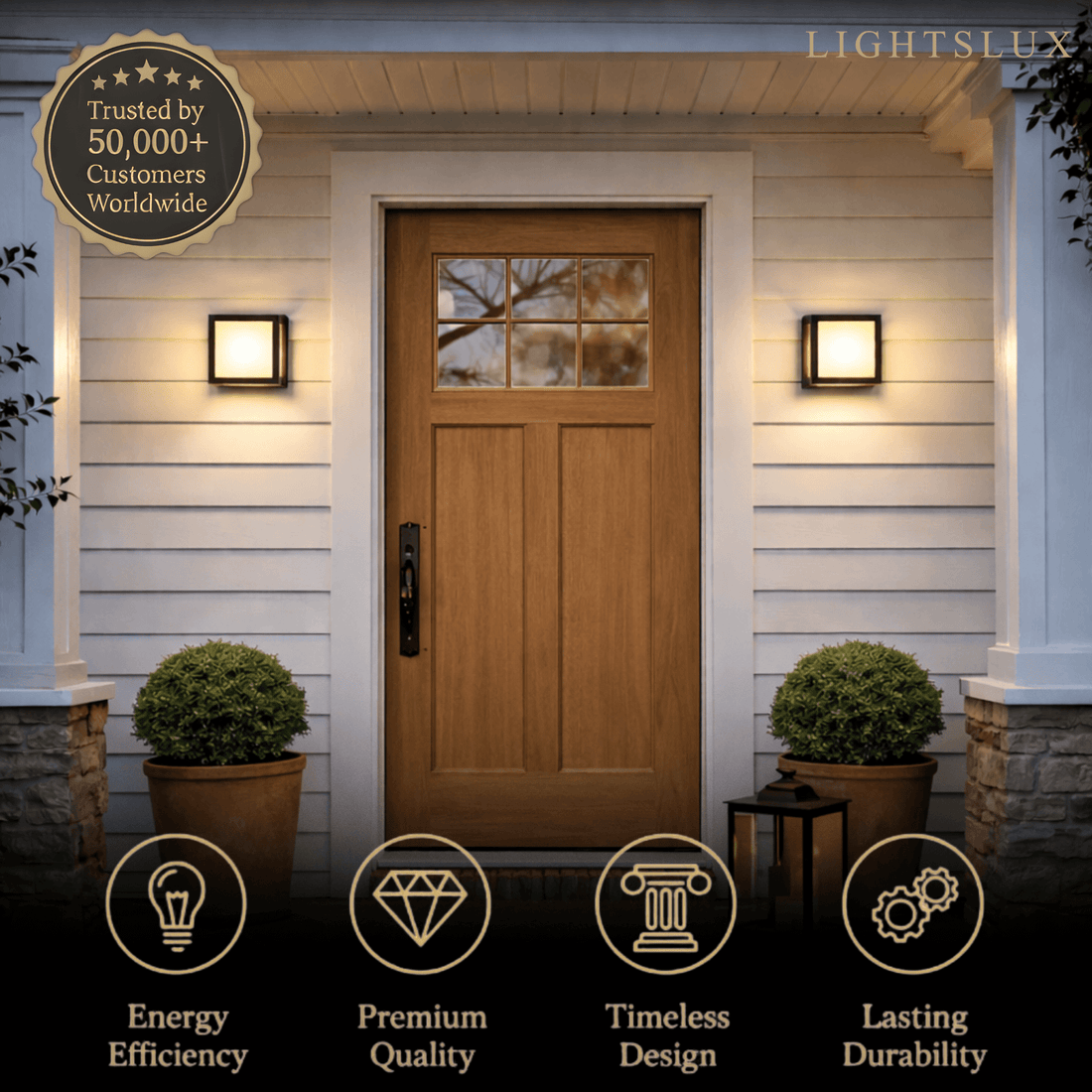 Arcato Geometric Matte Black Outdoor Wall Light – Modern LED Sconce for Patio & Entryway