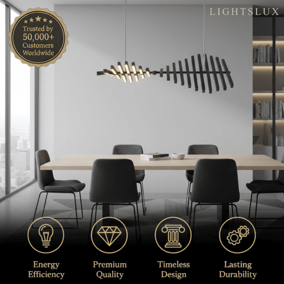 Arcato Modern Adjustable Stacked Pendant Light – Black Ash Iron Acrylic Aluminum for Kitchen Island