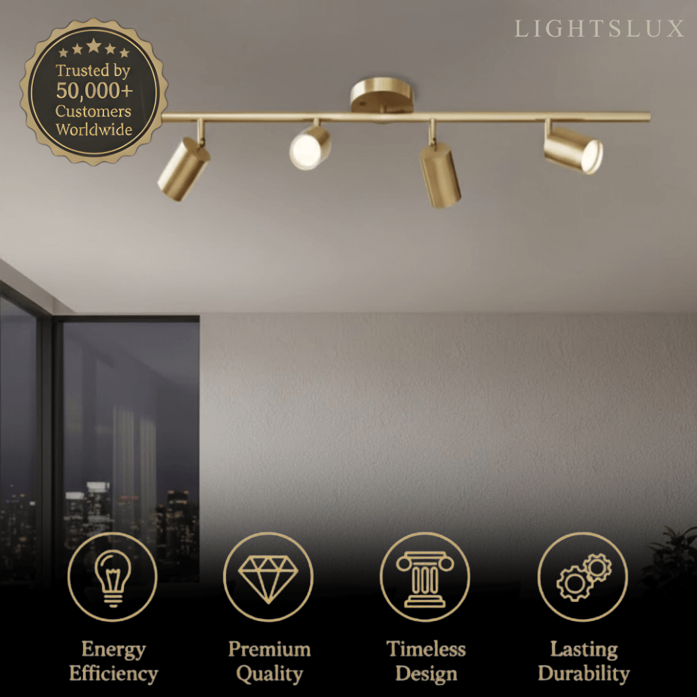 Arcato Minimalist Linear Track Light – Brushed Gold/Matte Black for Living/Study Room