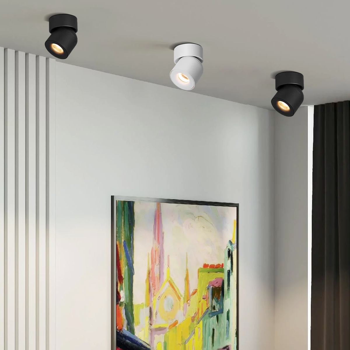 Modern Cylindrical Ceiling Light Black and White