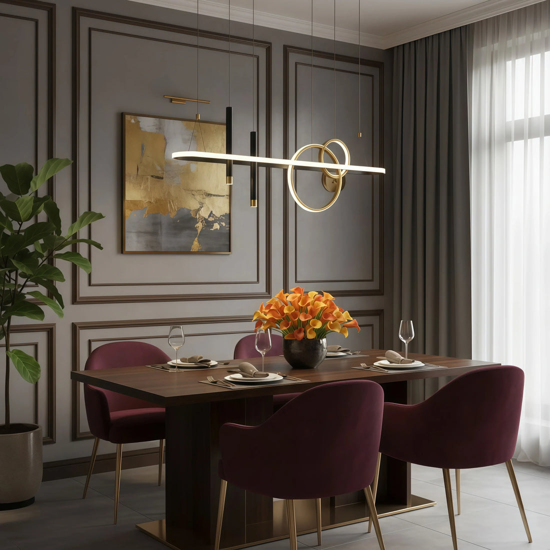 Modern Geometric Pendant Light — Black for Dining Room