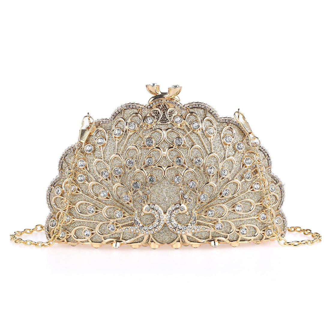 VAELON Exotic Peacock Rhinestone Clutch – Luxury Hard-Shell Evening Bag for Galas & Weddings